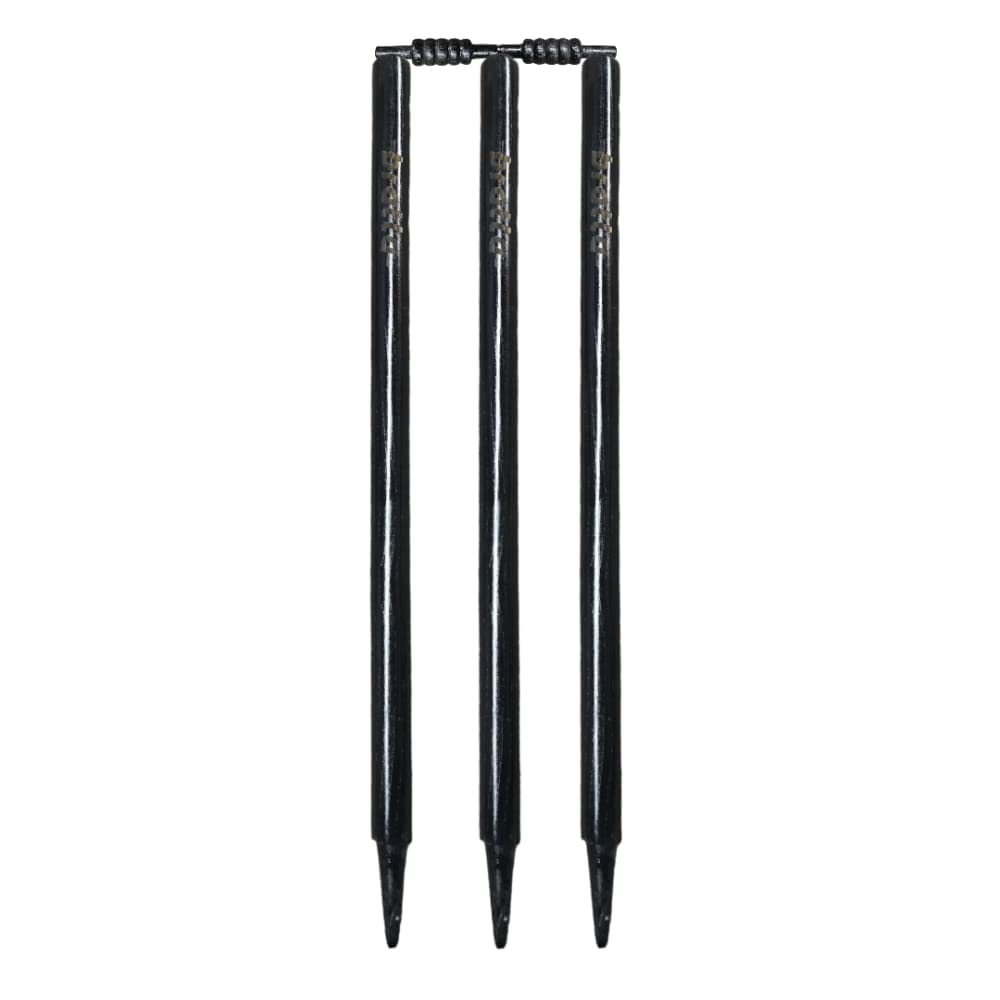 BratlaCricket Wickets with Bails - Black Color Cricket Wickets Wood, Set of 3 Stumps for Cricket with 2 Bails, Cricket Wicket
