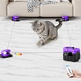 Pet Deluxe Interactive Cat Toys for Indoor Cats, Cat Treadmill Auto/Remote Control DIY Cat Mouse Hunting Toys, Keep Bored Kitten Dog Entertained to Chase, Feather Toy to Exercise Wheel-Purple