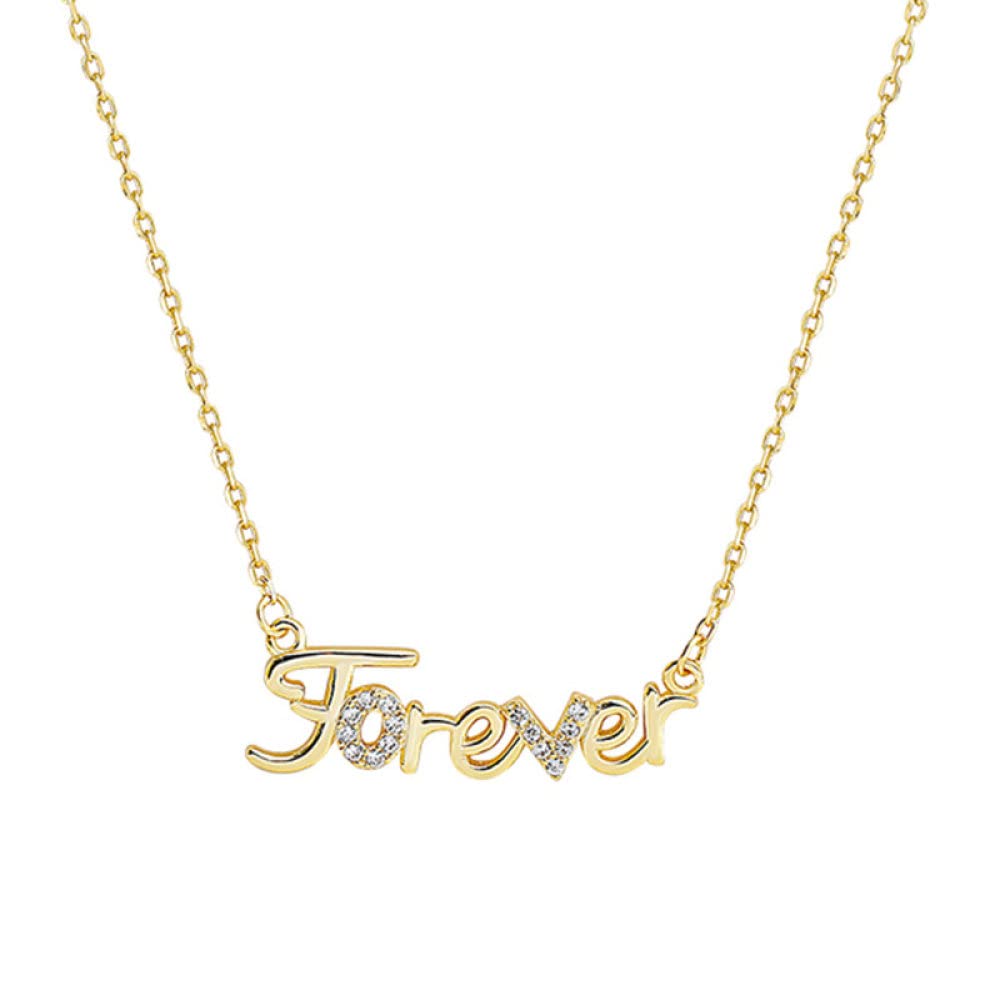 TBDdsd Necklaces, Sterling Letter Necklace For Women, S925 Silver Forever Zircon Dainty Trendy Choker Delicate Chain Gift Jewelry For Her Girls Couples