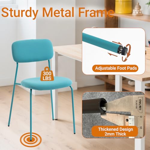 Image of Sidanli Stackable Waiting Room Chairs, Armless Upholstered Guest Chairs Set of 4 with Comfotable Cushion for Conference Reception Break Room Lobby, Blue