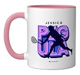 Tennis Type Set - Jessica Pegula Ceramic Mug, Pink/White