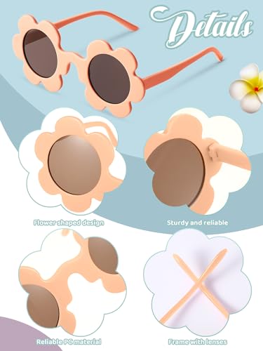 Kanayu 20 Pairs Flower Sunglasses Adult 5.71 Inch Round UV Protection Sunflower Sunglasses Colorful Flower Shaped Eyewear for Women Men Birthday Party Accessories Gifts3