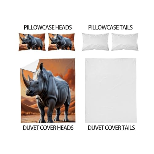 Housse de couette microfibre imprimé 3D animaux de la savane grand lit - 4