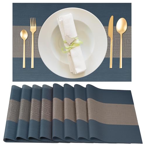Gucass Lot de 8 Sets de Table Lavable, Sets Table Plastique PVC, Tissé Lavable Napperons Résistant à Chaleur Antidérapant, pour Cuisine Table à Manger,...