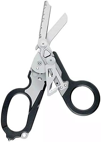 6 in 1 Raptor Emergency Response Shears with Strap Cutter and Glass Breaker Black with MOLLE Compatible Holster (Shears with holster)