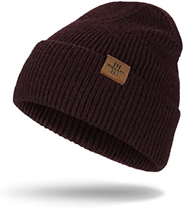 Knit Beanie for Men, Stretchy Soft Warm Daily Cuffed Winter Hats, Unisex Comfortable Wooly Beanie Gifts for Men/Him/Dad