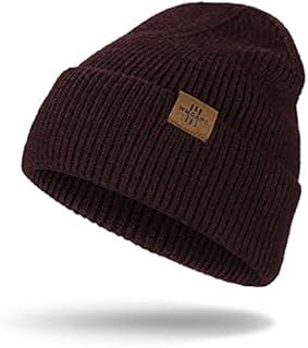 Knit Beanie for Men, Stretchy Soft Warm Daily Cuffed Winter Hats, Unisex Comfortable Wooly Beanie Gifts for Men/Him/Dad