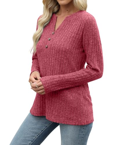 Image of XMTOPYE Sweaters for Women Fashion Long Sleeve Tops Pullover V Neck Casual Loose Sweatshirt