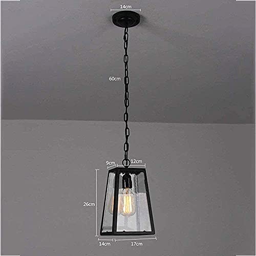 Candelabro E27 de hierro forjado negro con pantalla de vidrio retro 3