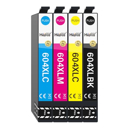Hepta Print 604xl Patronen für Epson 604 XL Druckerpatronen Kompatible für Epson XP-4200 XP-3200 XP-3205 XP-2200 XP-2205 XP-4205 WF-2910 DWF WF-2930 DWF WF-2935 DWF WF-2950 DWF Tintenpatronen