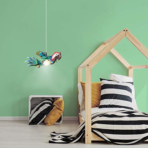Elobra - Lampada a sospensione per bambini, in legno, 40 W, motivo: pappagallo, colore: blu - Image 4