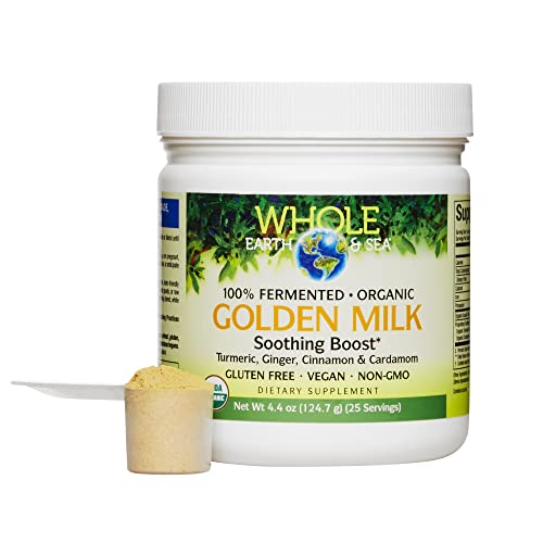 Whole Earth & Sea From Natural Factors, Golden Milk Soothing Boost With Turmeric, Ginger & More 4.4 Oz Powder #TOP22