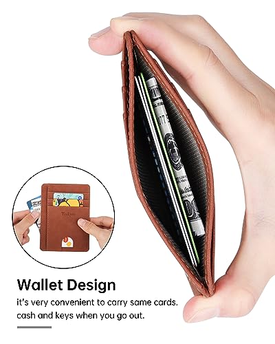 Image of Teskyer Slim Minimalist Wallet for Men, RFID Front Pocket Card Holder | Ultra Slim Front Pocket Design, 8 Card Slots, RFID Protection, Smooth Faux Leather for Everyday Carry