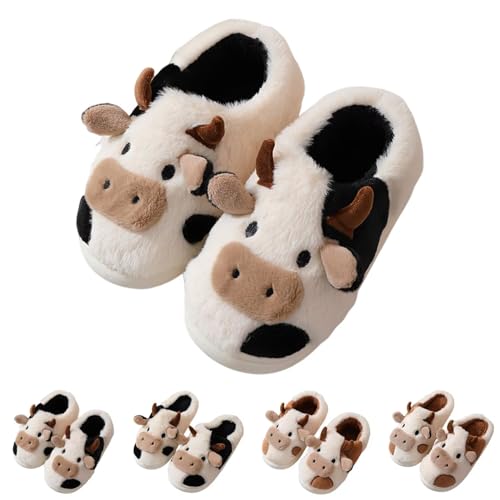 KEYUSHOP Cow Slippers for Women Men Kids House Slippers Super Soft Cute Animal Winter Warm Cozy Non-Slip Home Shoes Indoor Outdoor