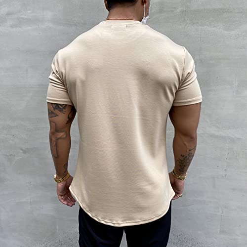 Men's Muscle Fit Longline Bodybuilding Workout Casual Fashion Short Sleeve T-Shirt3