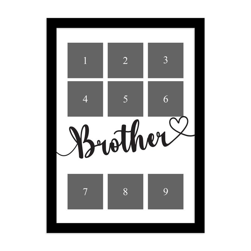 Image of Art Street Customized Brother with 9 Photo Collage print for Sister, Rakhi Gifts Photo Frame With Photo Upload, Birthday, Gift for Husband, Couple, Brother, Sister, Parrents (A4)