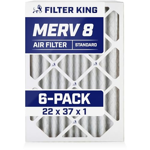 Image of Filter King 22x37x1 Air Filter MERV 8, AC Furnace Filters (6-Pack) | Dust & Allergy Control (Actual Size: 21.5 x 36.5 x .75)
