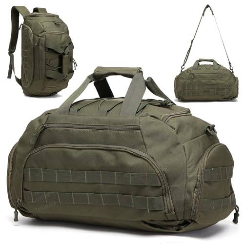 GUJOIN 3-in-1 Tactical Gym Backpack with Shoe Compartment Convertible Duffel Sling Bag for Men Women Weekender Overnight Travel Bag Fitness Bag Bags (Green)