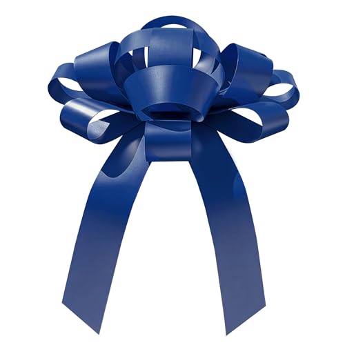 Image of CarBowz Big Bow for Car Decorations and Birthday Gifts, Large Ribbon, Magnet, Safe Sticker Included, Fully Assembled 30 inch Wide Huge Bow, No Suction Cup Needed (Blue)