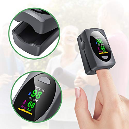 Pulse Oximeter Fingertip, Portable Blood Oxygen Saturation Monitors for Heart Rate Monitors and SpO2 Fast Reading Oxygen Meter,Finger Pulse Ox Monitor with Finger Oxygen Sensor - Thumbnail 4