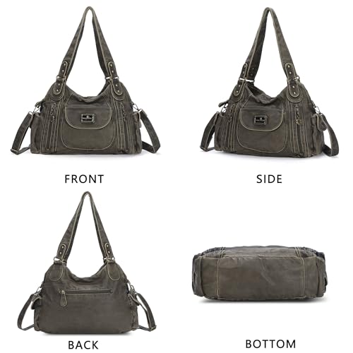 Image of Angel Kiss Purses for Women, Large Shoulder Bag Hobo Tote Purse Mutipocket Faux Leather Satchel Hobo Purse