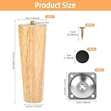 CEOTIS Wooden Furniture Legs,15cm/6Inch Solid Wood Sofa Legs, 4 Pcs Feet for Furniture with Mounting Plate, Screws and Anti Slip Mats, Straight Wood Furniture Legs,Cabinet Leg(Natural Wood Finish) - Image 2