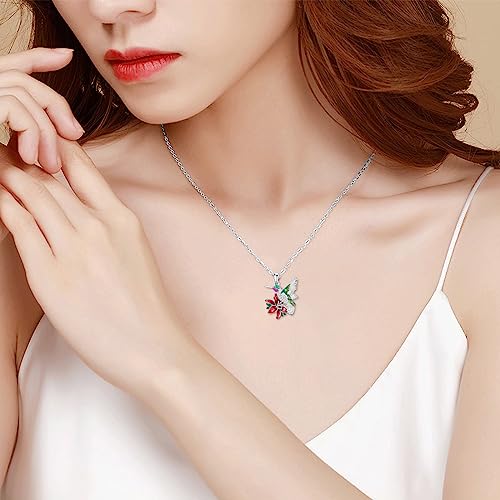 Lab Grown Diamond Hummingbird Necklace Sterling Silver Enamel Hummingbird Pendant Necklace Cute Animal Bird Necklace for Women Platinum Plated Silver (D Color, VVS Clarity)2