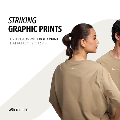 Image of Boldfit Tshirt for Man Unisex Oversized Tshirt for Woman Graphic Tees Supreme Comfort, Effortless Style Oversized T Shirt for Men, Breathable Polycotton T-Shirt for Lounging, Casual Outing, Yoga Wear