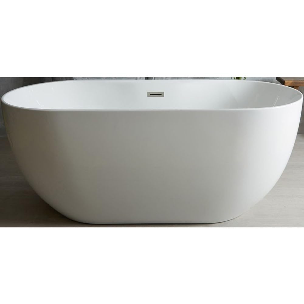 Milano White Overton 1500Mm X 750Mm Double Ended Freestanding Oval Bath Waste Chrome Overflow
