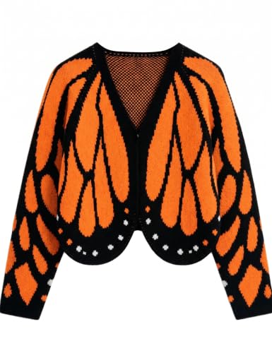 Image of Women's Monarch Butterfly Wing Cropped Cardigan Sweater Halloween Costume