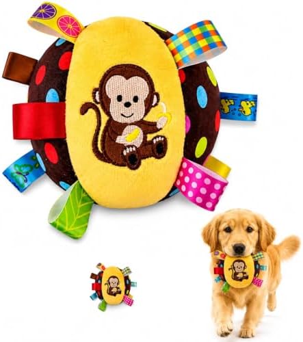 Colorful Squeaky Hanging Dog Training Toy, Hanging Ball for Dogs, 6-Inch Soft Stuffed Ball with Cotton Material, Pet Interactive Fetch Toy for Dog（1） image 3