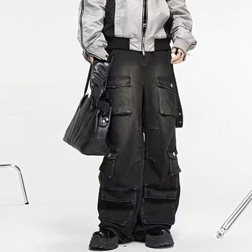 Baggy Wide Leg Streetwear Cargo Pants Men Women Relaxed Fit Durable Hip Hop Casual Black Everyday Workwear Jeans3