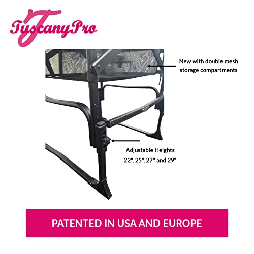 Tuscany Pro Portable Makeup and Hairstylist Chair & Storage Cart, Adjustable Seat Height with Carry Bag
