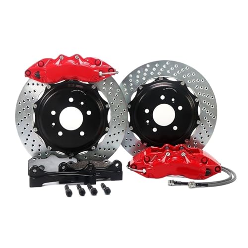 DOQUAMNEX Brake Caliper Brake Brake Kit Front Wheel 18 Inches 6 Pot Brake Caliper with 355mm Disc Fit for Golf Mk4 Car Calipers(Red Brake kit)