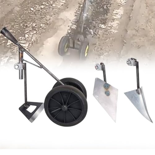 BDCPMT Aratro a Spinta a Doppia Ruota 3 in 1, Attrezzi for la Pulizia e Il diserbo for Scavare, diserbare, piantare e Attrezzi da Giardinaggio