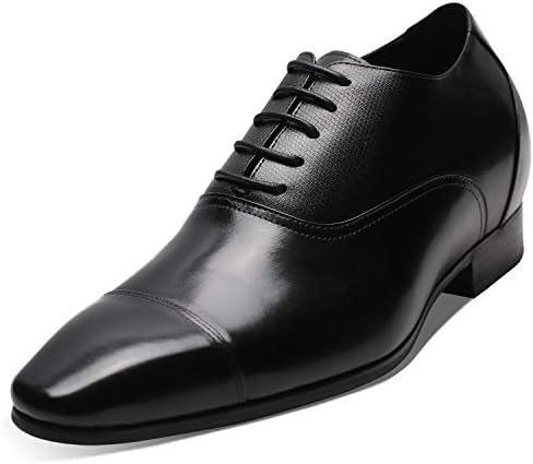 CHAMARIPA Men's Invisible Height Increasing Elevator Shoes-Black Genuine Leather Formal Oxford Dress Shoes - 2.96 Inches Taller K4022