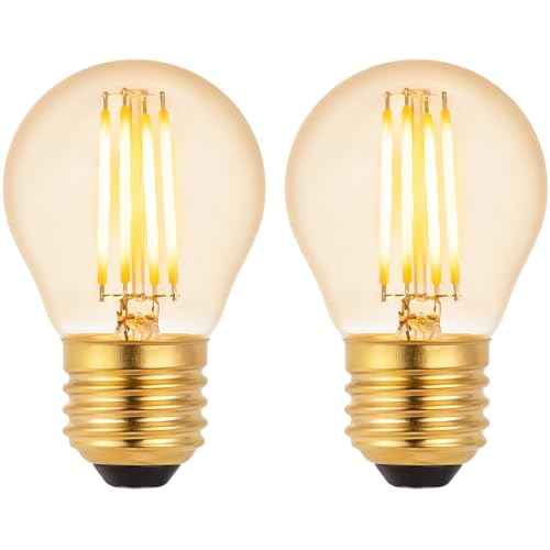 Image of Summalux LED Vintage Light Bulb 4W E27 Edison Screw Bulb, 400LM LED Filament ES Bulb, 40W Equivalent, Retro Amber Glass 2200K Warm White, LED G45 Golf Ball Bulb, Non-Dimmable, 2 Pack