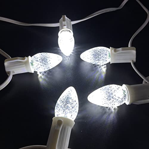 Minleon Ul Listed Set Of 25 C7 Led Replacement Bulbs,2 Smd Leds In Each C7 Dimmable Lights Bulb For Outdoor Christmas String Lights,Full Waterproof And Break Resistant(Cold White) #TOP7