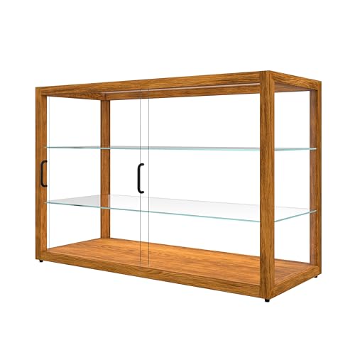 Image of KoolMore 42 in. Horizontal Light Wood Countertop Dry Bakery Display Case, Large Bread, Pastry and Dessert Display with Tempered Glass