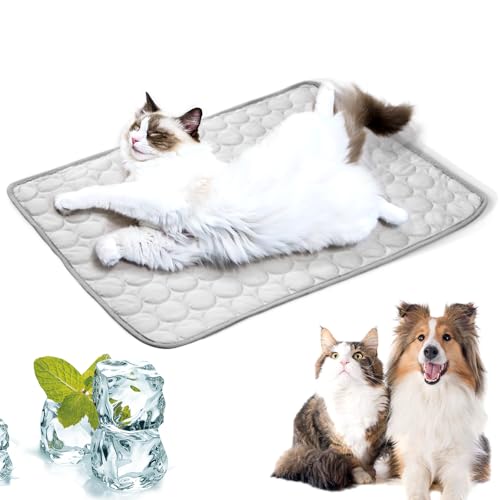 LURNODY 27,5 * 21,6 Pollici Tappetino Refrigerante Cane Materassino Cane Estivo Materassino Refrigerante per Animali, Adatto per Il Raffreddamento Del Seggiolino Auto Del Divano da Pavimento (Grigio)