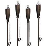 Dusq | Set of 4 Bronze Genie Outdoor Garden Torches/Tiki Torch, Use with Regular or Citronella Torch Fuel