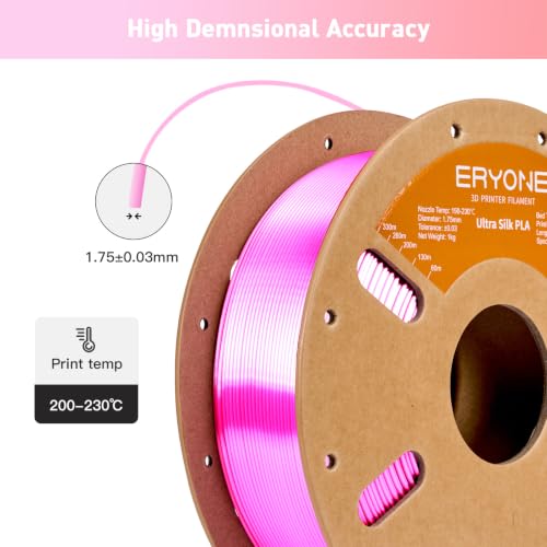 Image of ERYONE Silk Filament PLA+ 1.75mm Upgraded Shiny 3D Printer Filament, Gloss Finish, Fit Most FDM Printer Stable Printing,1kg (2.2LBS) /Spool, Pink