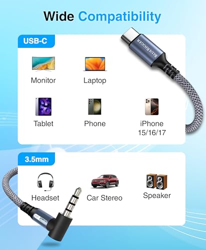 Cable USB C a Jack 3.5mm 90 grados 3 pies miniatura 3