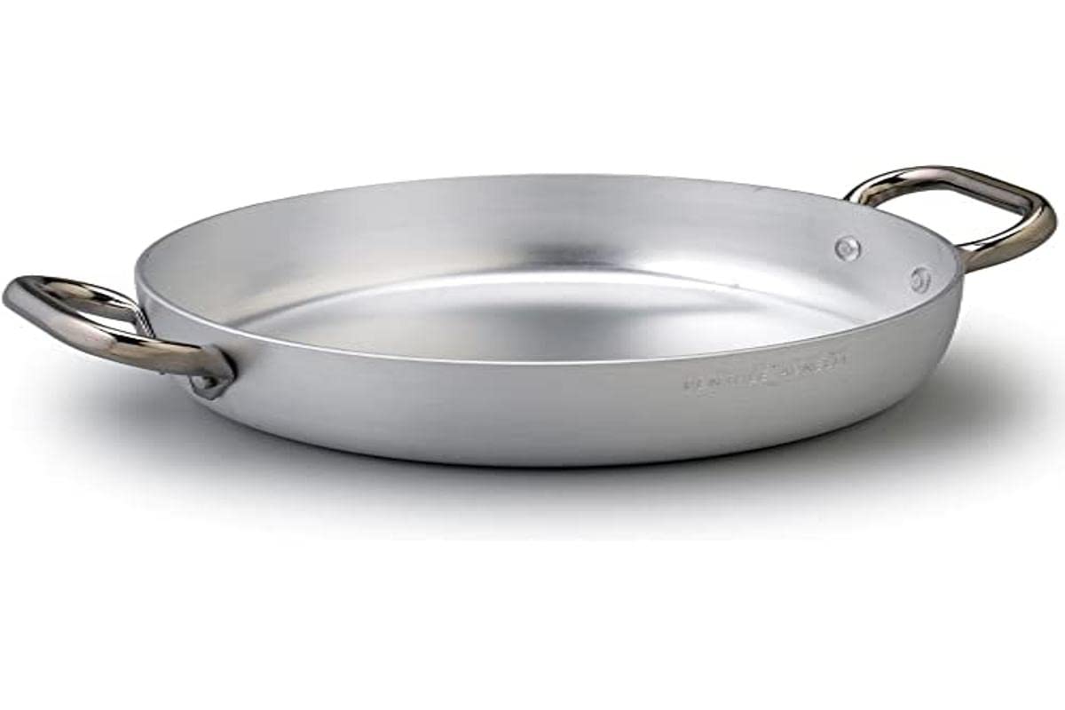 Pentole Agnelli, ALMA110PI32, Tegame con 2 Maniglie in Acciaio Inox, Fondo a Induzione, Alluminio, Argento