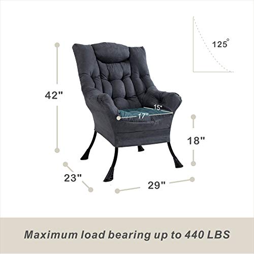 Explore Land Living Room Single High Back Lazy Chair Modern Upholstered Accent Chair (Cool Grey) #TOP3