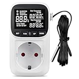 Controlador de temperatura digital, termostato terrario, terrario, termostato, toma termostato calefacción, con sensor, para refrigerador, acuario, germinación de semillas, invernadero, terrario,