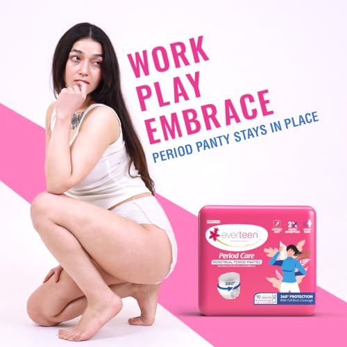 Image of everteen 40 XXL Sanitary Pads and 10 L-XL Period Panty Combo for Women, Cotton Soft Disposable Period Panties for Heavy Flow, Infused with Neem and Safflower, Period Panty for girls - Pack of 2