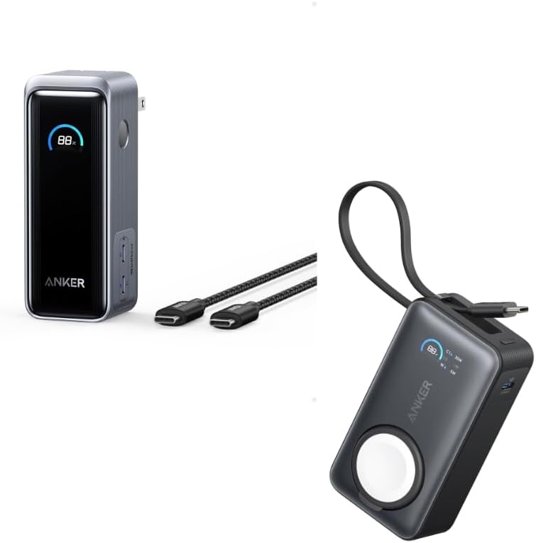 Anker MagGo Power Bank for Apple Watch, Officially Certified 10,000mAh Compact Battery Pack 737 Power Bank, 24,000mAh 3-Port Laptop Portable Charger