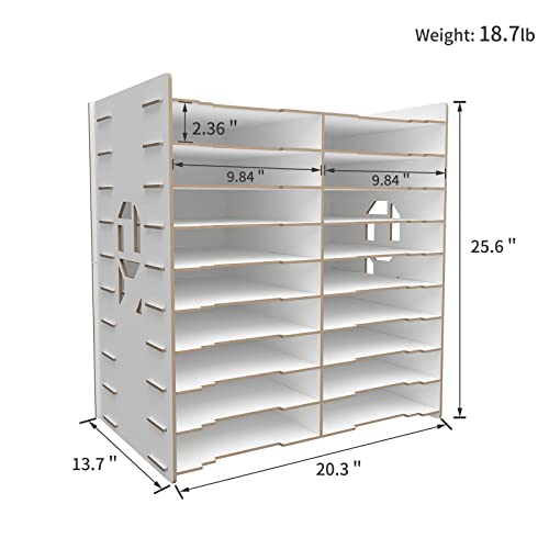 PUNCIA 20 Slots Paper Mail Sorter White Wood Office File Literature Organizer on Desk Floor Large Classroom Mailbox Center Keeper for Document Book Magazine Storage Bookshelf for Home Office School