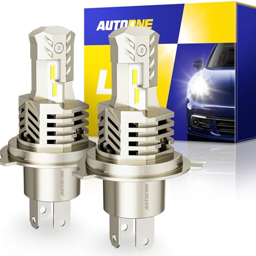 AUTOONE Upgraded H4 LED Bulbs Mini Size Super Bright, 500% Brighter 6000K White 9003 HB2 LED Bulbs Replacement, Canbus Ready Direct Fit, Pack of 2